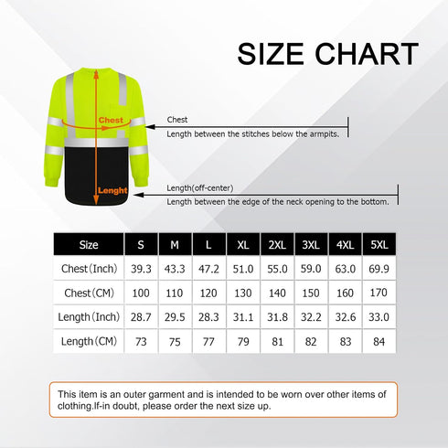 TCCFCCT Hi Vis Shirts for Men Class 3 Long Sleeve High Visibility Shirts for Men Women, Long Sleeve Work Shirts for Men Construction, Surveyors, D...