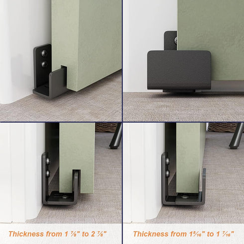 SMARTSTANDARD 2 Pack Adjustable U Shape Barn Door Floor Guides, Wall Mounted Flexible Flush Bottom Guide, Sturdy Steel Material, Black...