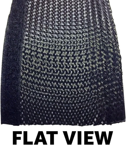 Electriduct 2" Side Entry Cable Wrap Braided Sleeving with Hook & Loop Fastener - 10 Feet (Black)...
