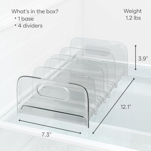 YouCopia FreezeUp Freezer Rack 12" BPA-Free Fridge Organizer with Adjustable Dividers and Handles for Frozen Food Box and Meal Storage, Clear...