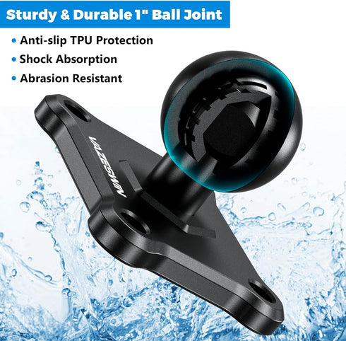 1" Ball Mount with Aluminum Alloy Square Plate, Universal Electronic Device Mounting Base with AMPS Holes for Garmin, Lowrance, Humminbird, for RA...
