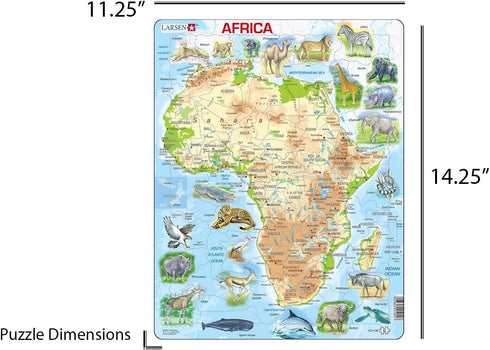 Larsen Puzzles Africa Map with Animals 63 Piece Children's Educational Jigsaw Puzzle...