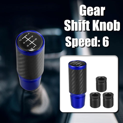 ACROPIX 6 Speed Speed Pattern Universal Aluminum Modified Shift Knob Manual Automatic Stick Gear Shift Knob for Cars with 3 Adapters M8 M10 M12 Ca...