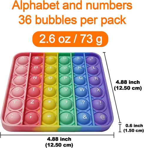 Alphabet Pop Fidget Toy Letters ABC Numbers Learning and Educational Toys Square Sensory Toys Popper Games Gifts for Kids 4 Packs Double Side Maca...