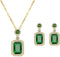 Emerald Jewelry for Women Green Stone Necklace Earrings Set Cute Necklaces with Crystal Dangle Earrings...