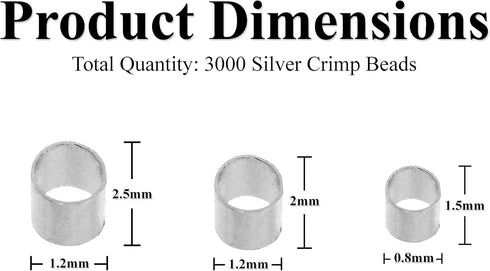 Mandala Crafts Crimp Beads for Jewelry Making – Bead Stopper Crimping Beads for Jewelry Making and Beading - Bead Crimping Kit 3000 PCs Silver 1.5...