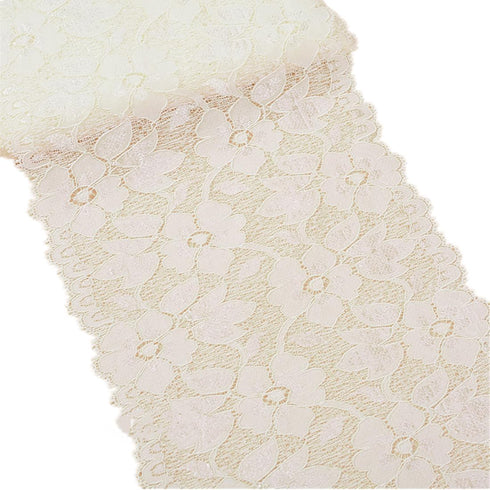 MSCFTFB 5 Yards Width 6.3 Inch Stretch Lace Trim Fabric Elastic Lace Flowers Ribbon for Garment Craft Embellishment Wedding Baby Shower Table Deco...