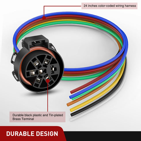 Nilight USCAR 7 Pin Trailer Wiring Harness Replacement Multi-Tow 7 Way Harness Connector 24 Inch Factory Tow Package Trailer Truck Plug Connector ...
