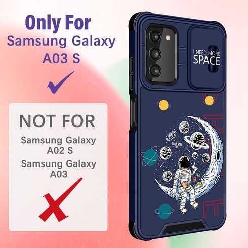 (2in1 for Samsung Galaxy A03S Phone Case for Women Cute Girls Cover Astronaut Fun Funny for Teen Boys Cool Cartoon NASA Design with Camera Cover a...