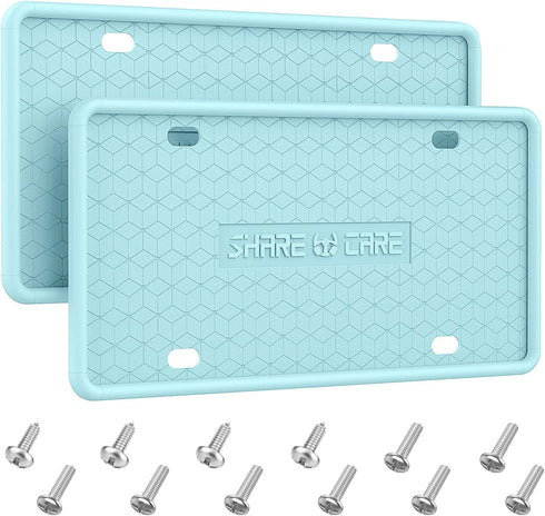 2 Pack Silicone License Plate Frame Front Back License Plate Cover License Plate Bracket Holder Rust-Proof, Rattle-Proof, Weather-Proof, for US CA...