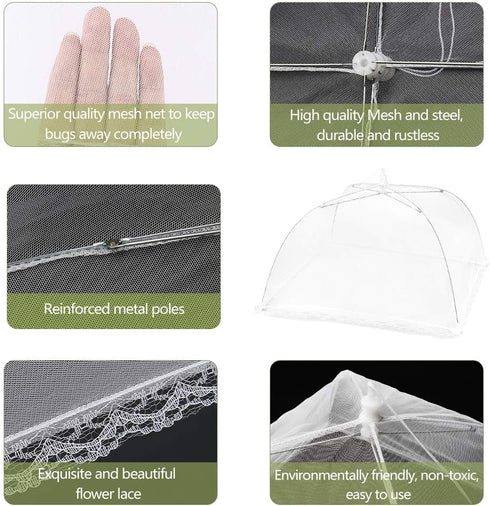 Onarway 6 Pack Food Covers 17 Inch Pop-Up Encrypted Mesh Plate Serving Tents, Fine Net Screen Umbrella for Outdoors, Parties, Picnics, BBQs, Reusa...