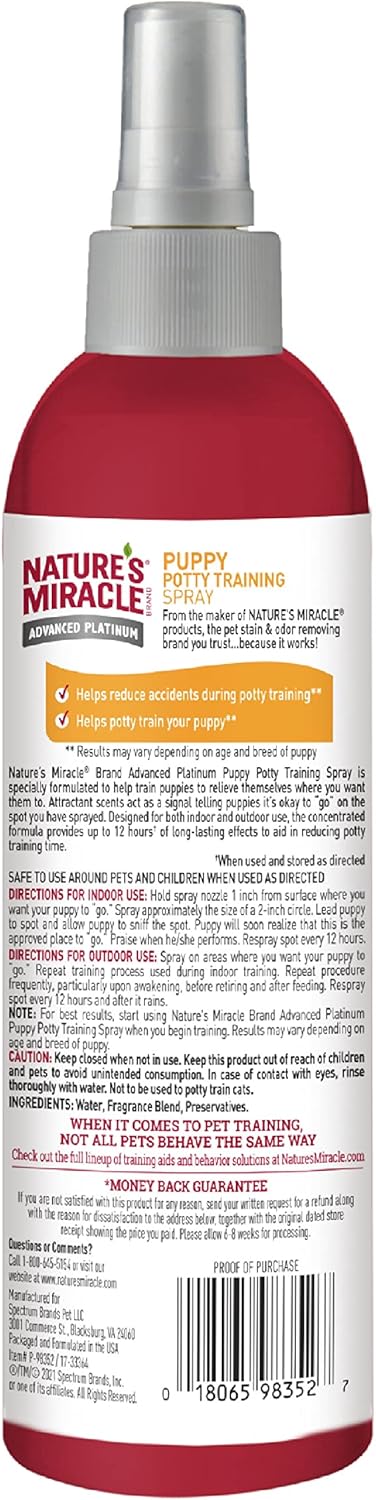 Nature's Miracle Advanced Platinum Puppy Potty Training Spray 8 Oz, Dog Training Aid...