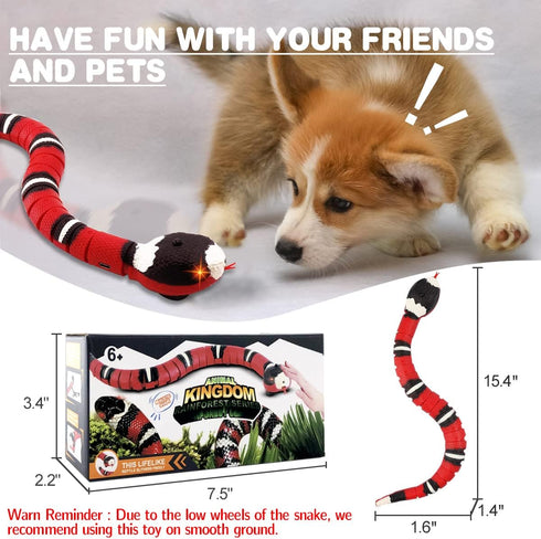Smart Sensing Snake Toy, Infrared Induction Snake Toy for Kids, USB Rechargeable Interactive Toys for Cat Dog, Simulation Slithering Serpent Reali...