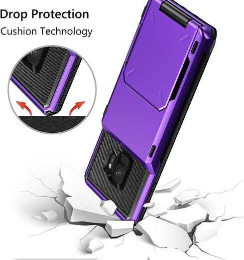 Vofolen Case for Galaxy S9 Case Wallet ID Slot Credit Card Holder Pocket Scratch Resistant Dual Layer Protective Bumper Rugged TPU Rubber Armor Ha...