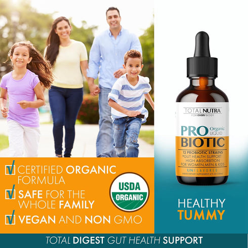 Liquid Probiotic for Women Men & Kids – USDA Organic Acidophilus Probiotic Liquid & Alfalfa Blend – Vegan Probiotic for Gut Health – Dairy, Gluten...