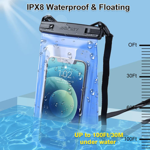 Large Capacity Waterproof Phone Pouch Floating, Waterproof Bag Case for iPhone 15 14 13 12 11 Pro Max X XR 8 Plus Samsung Up to 6.9'', IPX8 Water ...