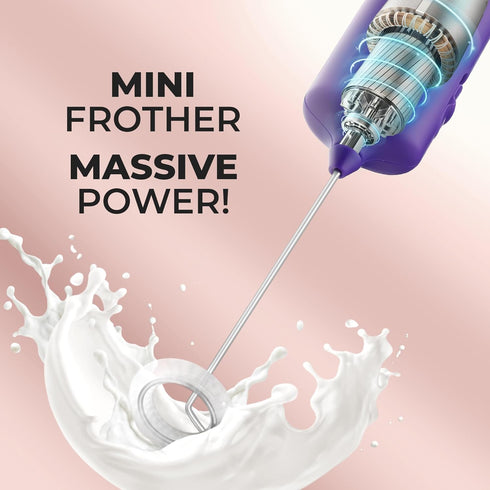 Zulay Kitchen Powerful Mini Milk Frother Handheld - Electric Hand Mixer - Portable Frother Wand for Coffee - Small Drink Blender for Lattes, Cappu...