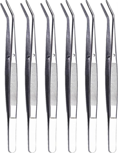 6 Pieces CiviLight Sewing Machine Oil Tweezers College Tweezer Curved Tweezers Precision Stainless Steel 6 Inch Long Serger Tweezers for Craft wit...