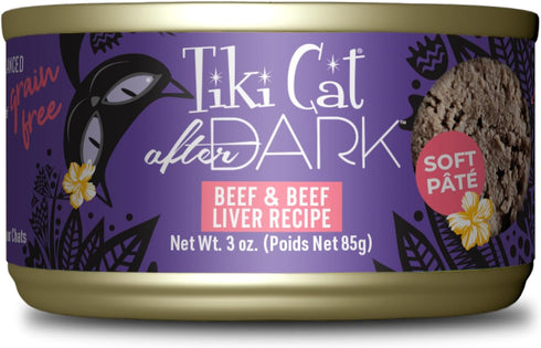 Tiki Cat After Dark Pâté, Beef & Beef Liver, High-Protein and 100% Non-GMO Ingredients, Wet Cat Food for Adult Cats, 3 oz. Cans (Pack of 12)...