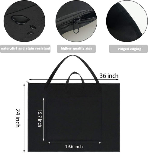 BUSOHA Large Art Portfolio Tote Bag with Nylon Shoulder,24"X 36" Light Weight Waterproof Poster Board Storage,Portfolio Folder for Artwork Poster,...