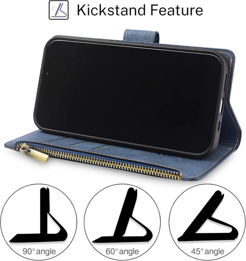 Antsturdy Samsung Galaxy S22+ 5G Flip Case, Z - Blue Faux Leather RFID Blocking Wallet, Card Holder, Kickstand, Magnetic, Waterproof, Shock-Absorb...