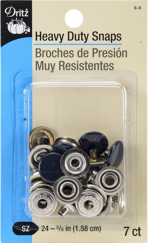 Dritz 5-5 Heavy Duty Snaps, Navy, Size 24 (5/8-Inch) 7-Sets...
