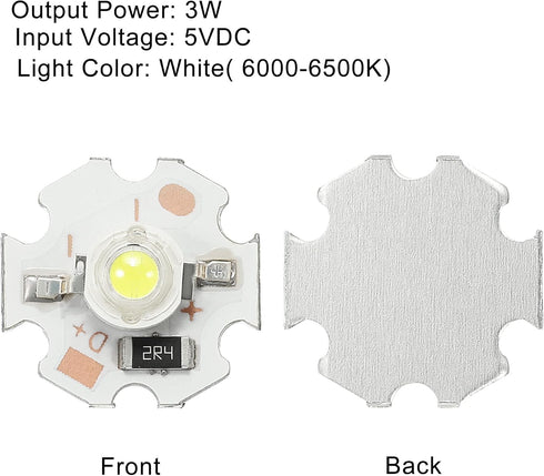 MECCANIXITY COB LED Light Chip Bead 3W 280lm 6000-6500K 20mm 5VDC Energy Saving Bulb for Spotlight Floodlight Replacement White 5Pcs...