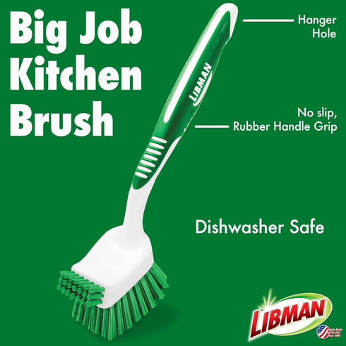 Libman Bottle & Dish Brush Kit | Cleaning Brushes for Kitchen Use | Straw Brush | Scrub Brushes for Dishes | Big Job Kitchen Brush | Palm Scrub Br...