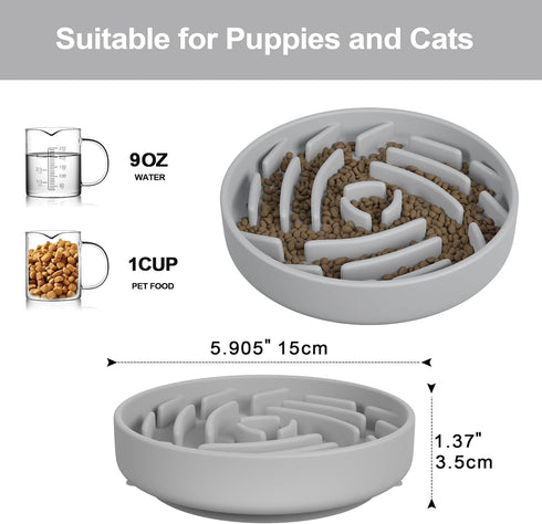 Silicone Slow Feeder Dog Bowls ?Slow Feeder Cat Bowl Wet Food with Suction Cups?Dog Puzzle Feeder ?Interactive Dog Feeder?Reduces Boredom, Anxiety...