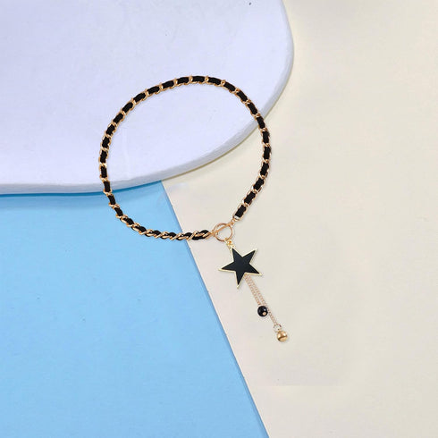 Black Wrap Velvet Choker With Black Heart Star for Women Long Chain Tassels Love Heart Star Necklace Jewelry Gift for Family And Friend...