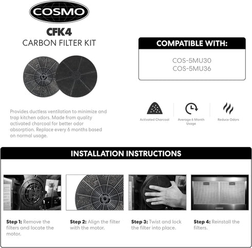 Cosmo Range Hood Filter Genuine Filter(s) (5MU30 / 5MU36 Filter - CFK4)