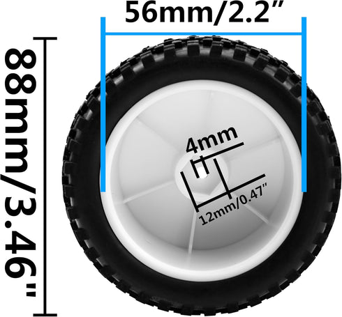 4Pack HIRCQOO OD 88mm/3.46" Front and Rear Rubber Tire Tyre & Plastic Wheel Rims 12mm Hex Hub Compatible with Redcat HPI HSP ExceedRC Kyosho Losi ...