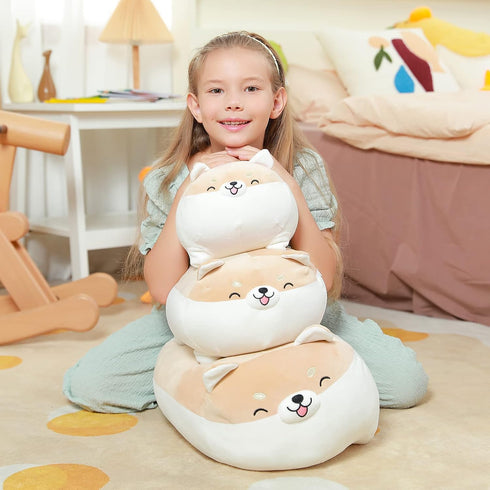 Auspicious beginning Shiba Inu Plush Toy Anime Corgi Kawaii Plush Smiling Dog Soft Cute Pillow, Stuffed Animal Plush Toy Gifts for Kids 11.8"...