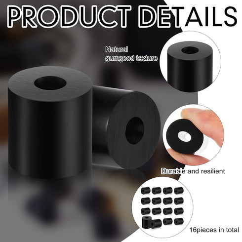 Fabbay Multi Purpose Rubber Spacer Black Rubber Bushings 3/4 Inch OD x 1/4 Inch ID x 3/4 Inch Grommets Rubber Washers for Vibration, Bolts, Home, ...