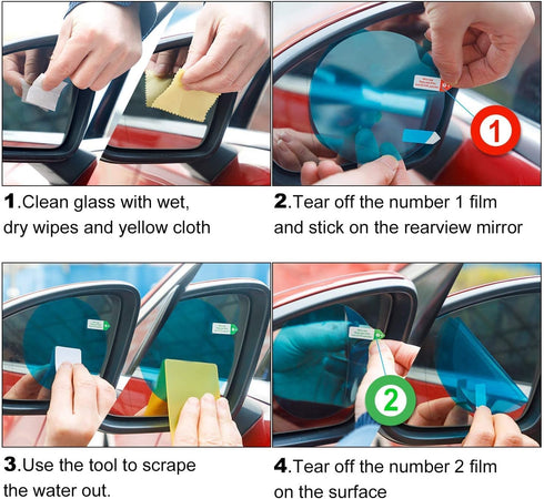 Car Rearview Mirror Waterproof Film - 6 Pieces Side Mirror Film Anti Fog Film for Car Rainproof Mirror Window Film Transparent Nano-Coated Protect...