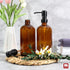 GMISUN Amber Glass Soap Dispenser, 2 Pack Bathroom Hand Soap Dispensers with Stainless Steel Pump, 17 Fl Oz Kitchen Hand and Dish Soap Dispenser S...