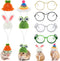 8 Pcs Hamster Hat Pet Round Costume Glasses Includes 4 Pcs Knitted Small Animals Hat with Adjustable Strap and 4 Pairs of Pet glasses for Small An...
