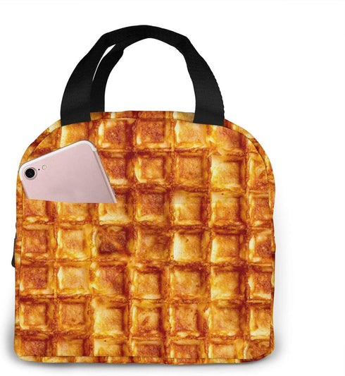 Waffle Pattern Insulated Lunch Bags for Women Cooler Tote Bag with Front Pocket Lunch Box Reusable Lunch Bag for Men Adults Work Hiking Picnic......