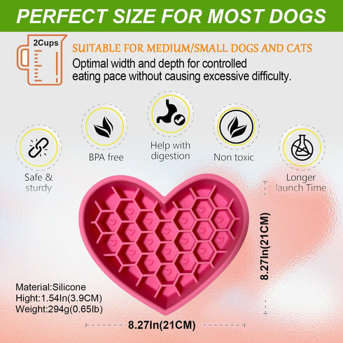 Silicone Slow Feeder Dog Bowls & Cat 2-in-1 Puzzle Dog Bowls Pet Food Bowls Encourages Slow Eating Lick Mat Design, Reduces Gulping, Dishwasher Fi...