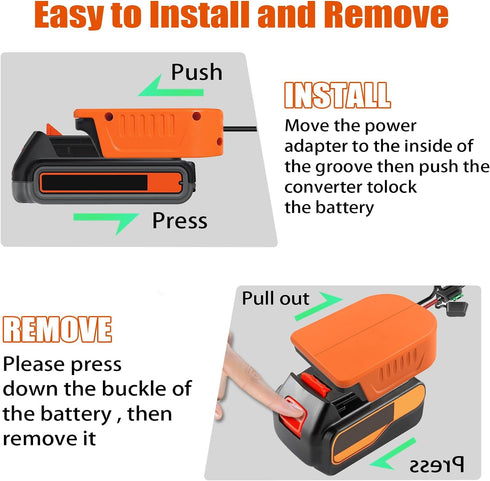 Power Wheel Adapter for Black+Decker 20V MAX Lithium Battery with Fuse&Switch?Secure Battery Adapter with 14 Gauge Wire,Good Power Convertor for D...