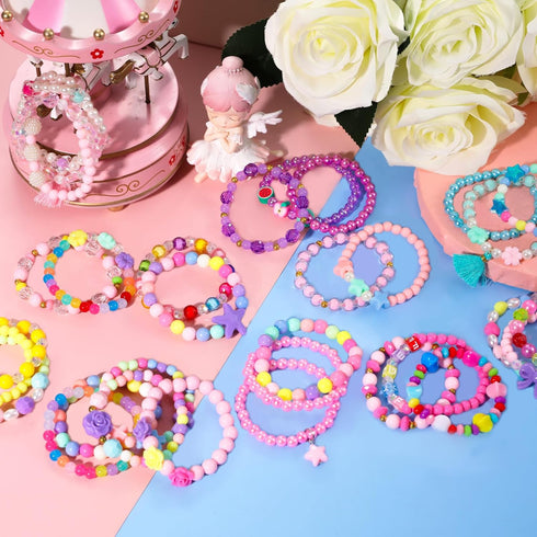PinkSheep Toddler Bracelets for Girls Jewelry: 36 Pcs Bluk Little Girl Bracelets, Cute Toddler Bracelets for Girls 2 3 4 5 6 7 Years Old - Princes...