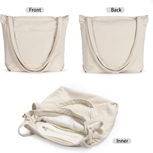 WantGor Women Corduroy Tote Bag, Large Shoulder Hobo Bags Casual Handbags Big Capacity Shopping Work Bag...