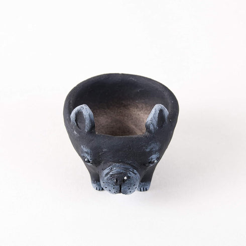 Small Flower Pots for Succulents 1.5-2.4 in - Black Ceramic French Bulldog Mini Pots for Potted Succulent and Cactus Planters Indoor Room Decor- C...