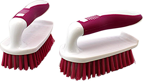 Dependable Industries Inc. Essentials Scrub Brush Comfort Rubber Grip & Flexible Stiff Bristles Heavy Duty for Bathroom Shower Sink Carpet Floor -...