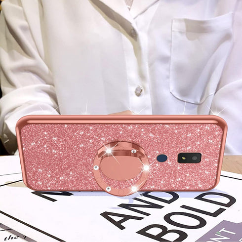 nancheng for Cricket Icon 3 (3rd Version) Phone Case with Diamond Ring Stand for Cricket Icon 3 Case Cute Sparkle Girls Women Soft TPU Shockproof ...