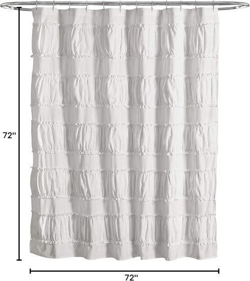 Lush Decor, 72" x 72", White Nova Ruffle Shower Curtain...