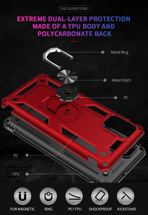 Military Grade Drop Impact for Samsung Galaxy A71 5G Case 360 Metal Rotating Ring Kickstand Holder Armor Heavy Duty Shockproof Case for Samsung Ga...