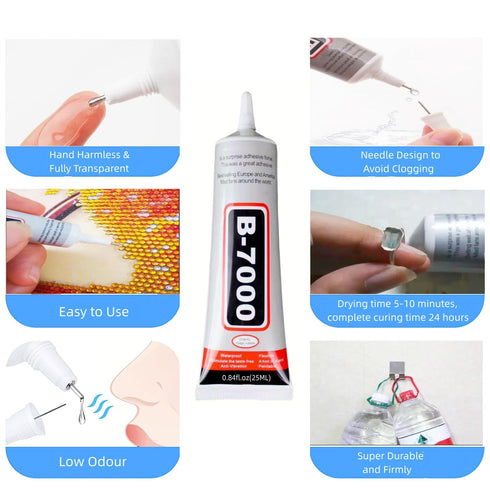 B-7000 Adhesive Multi-Function Glues,Super Glue Suitable for Phone Screen Repair,Wooden,Jewelery,1 Pack (25ml*2)...