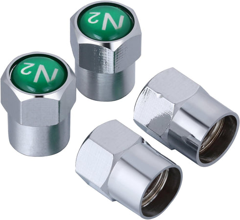 Tatuo 20 Pieces Metal Brass Tire Valve Stem Caps Dustproof Valve Covers for Auto Cars Tire Valves N2 Nitrogen Sign Logo on The Top...