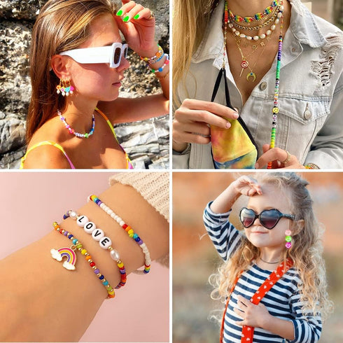 JOICEE Bracelet Making Kit Pony Beads fruite flower Polymer Clay Beads Letter Beads for Jewelry Making, DIY Arts Earring and Crafts Gifts for Girl...